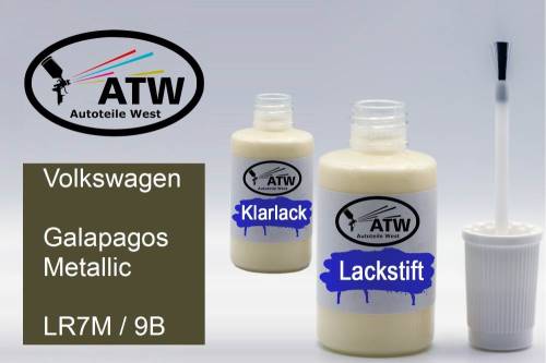 Volkswagen, Galapagos Metallic, LR7M / 9B: 20ml Lackstift + 20ml Klarlack - Set, von ATW Autoteile West.